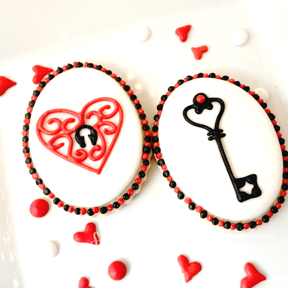 Heart & Lock Decorated Sugar Cookies
