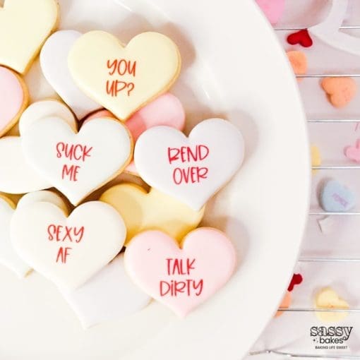 Naughty Conversation Heart Cookies